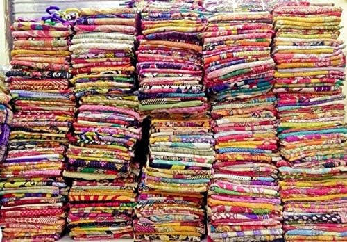 Diyana impex mix lot lot lot kantha colchas de algodão vintage capa sari arremesso de manchas variadas velhas