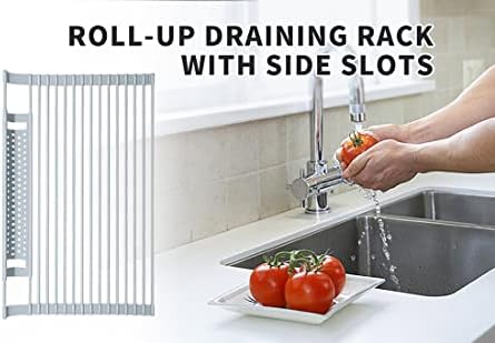 Pia byduou pia roll-up roll-up rack de secagem sobre pia de pia dobrável racks de prato para pia para o balcão de pia da cozinha