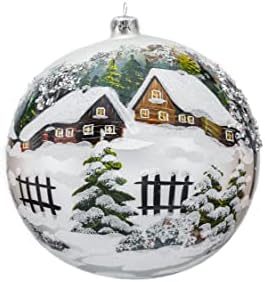 Galeria polonesa Ornamento de Natal, casas de campo, grande bola de vidro soprado de 8 polegadas