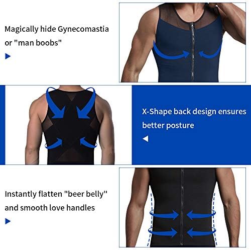 Camisas de compressão de GSKS para homens clames do corpo Shimming Shapewear com zíper