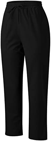 Calças de linho de algodão para mulheres calças casuais de verão com bolsos Baggy Sall Solid Elastic High Cintura Calça de praia