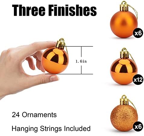 Zybenda 24pcs quebra à prova de que quebram ornamentos de bola de árvore de Natal brilhantes e polshed - 3 bolas de Natal para
