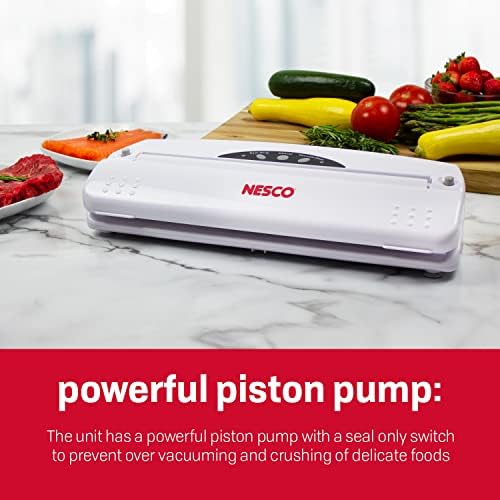 NESCO VS-01 ONE Operação Touch Felador de vácuo de alimentos com sacos de selador de vácuo, branco