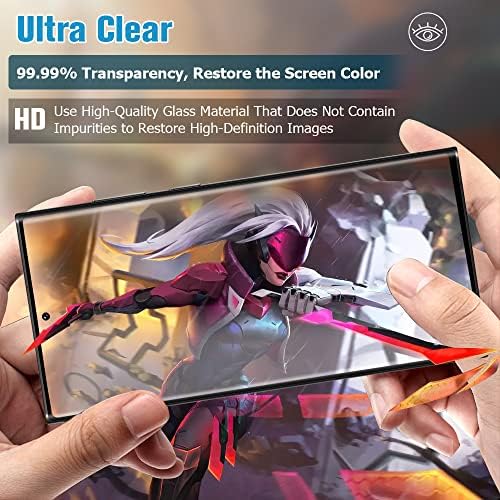 [2+2 pacote] Galaxy S22 Protetor de câmera de tela Ultra, resistente a riscos de vidro temperado 9H Suporte de impressão digital ultrassônica,