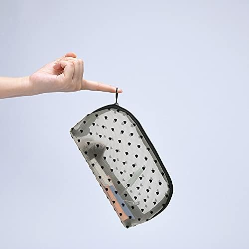 Bolsa de malha transparente semi-circular Bolsa de malha bege de malha preta Bolsa de cosméticos Bolsa cosmética de três peças Bolsa de armazenamento de grande capacidade para lavar bolsa de deslocamento