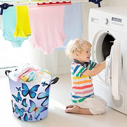 Cesto de lavanderia Foduoduo cesto de borboleta azul cesto com punhetas cesto dobrável Saco de armazenamento de roupas sujas para