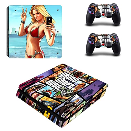 Para PS4 Slim - Game Grand GTA Roubo e Auto PS4 ou PS5 Skin Skin Stick para PlayStation 4 ou 5 Console e Controllers