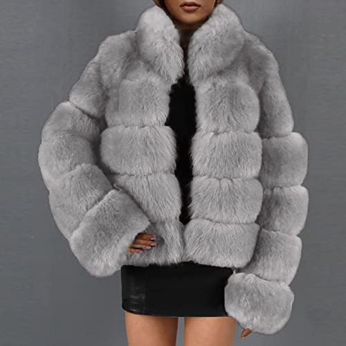 Jaqueta de lã de inverno feminina casacos casuais sobretudo desgrenhado damas sólidas manga comprida