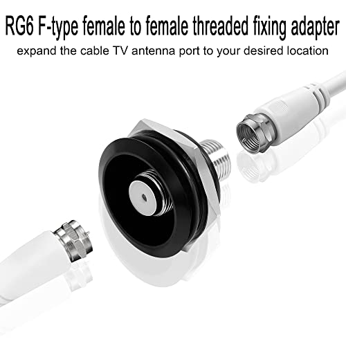 Qianrenon Coaxial F-cabeça F incorporado Adaptador de montagem fixa fixa, Inch f Feminino Tipo feminino para Mount RG6 Conector, para TV, antena, cabo coaxial, receptor de satélite RV