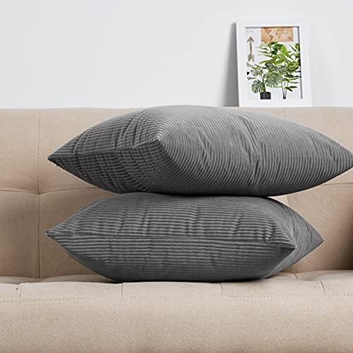 Capas de travesseiro de veludo caseiro de David 18x18 polegadas conjunto de capas de almofada de 2 decorativas para sofá sofá-listra-listra