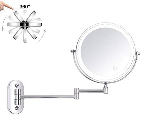 LIANXIAO - Espelho de vaidade com aumento de luzes, espelho de barbear de banheiro ajustável e extensível, espelho de maquiagem