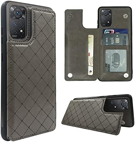 Caixa de telefone Furiet para Xiaomi Redmi Note 11s/11 4G Campa de carteira com suporte de cartão de crédito de couro Acessórios para células móveis capa robusta para Redme Note11 s11s Mulher Men Men Grey