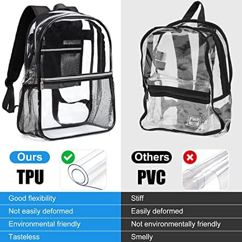 Reawul Clear Backpack Pesquisa pesada TPU Mochilas transparentes Vê através de mochilas para viagens de segurança,