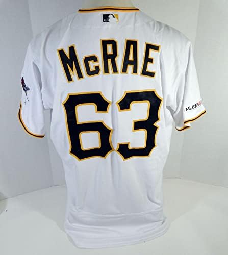 2019 Pittsburgh Pirates Alex McRae 63 Game usou White Jersey 150 Patch 48 01 - Jogo usou camisas MLB