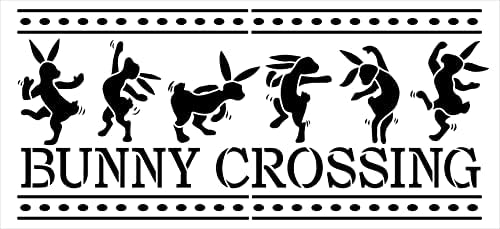 Bunny Crossing Stencil por Studior12 | Craft DIY Spring Home Decor | Pinte o sinal de madeira de Páscoa | Modelo Mylar