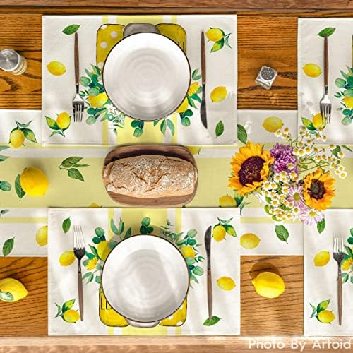 Modo ARTOID LIRAS AMARELA VASE Lemon Summer Placemats Conjunto de 4, 12x18 polegadas de mesa sazonal de primavera