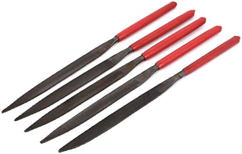 X-dree 5mm x 180 mm Arquivos de cortador de plástico vermelho de plástico Definir 5pcs cinza (5 mm x 180 mm de plástico rojo cubiertos
