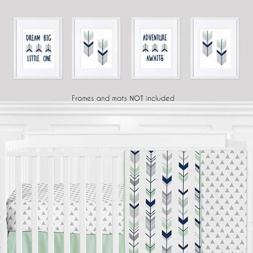 Sweet JoJo Designs cinza, azul marinho e menta Arqueira de flechas de seta Impressão de arte Decoração de quarto para bebê, berçário