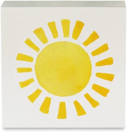 Caixa de madeira do sol da aquarela Sign Signic Summer Sun Caixa de madeira placa country Countration Sign Block Placa