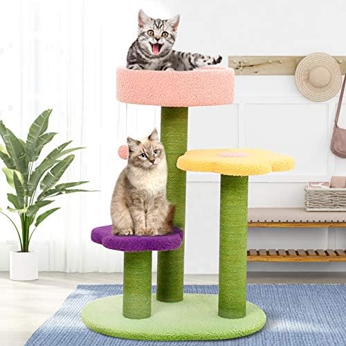 Sennaux Cat Tree Tower Cat Risping Post Cat Atividade Árvore com sisal arranhando post gatos atividades de escalada
