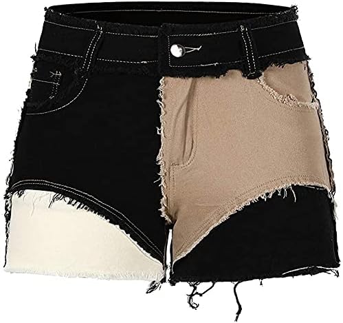 Yuhedada feminina de cintura média jeans calças curtas larga perna larga jeans shorts shorts de rua de verão shorts