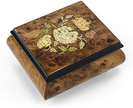 Charmoso Floral Wood Inclay Caixa de jóias musicais - muitas músicas para escolher - você é tão linda para mim