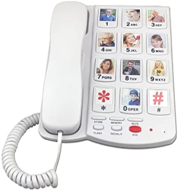 Mxiaoxia Big Button Cord Phone para idosos, Big Button Lined Lined para idosos, com tecla de memória de imagem substituível, amplificador