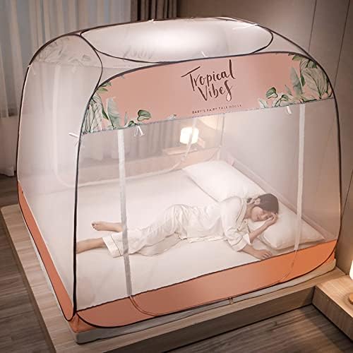 Tenda de rede de mosquito dobrável, respirável, rede de tela de malha de mosquito, rede de mosquito de mosquito lavável para o pátio da cama que viaja