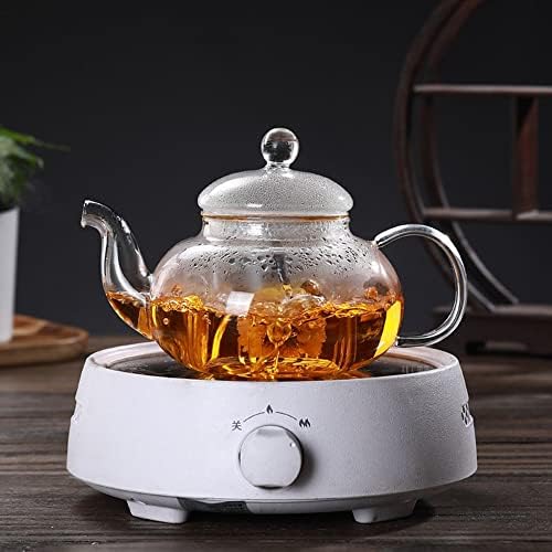 Kuyomens Glass Tea Kettle Cofretop Bule de vidro transparente com infusser removível 600ml