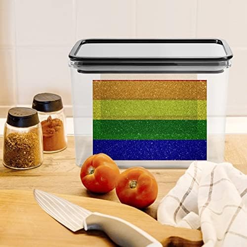 Bandeira do arco -íris caixa de armazenamento de orgulho gay de plástico organizador de recipientes de recipientes com tampa para cozinha