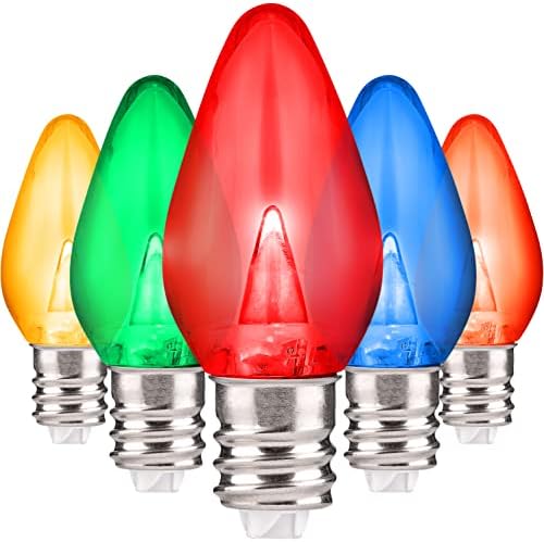 Lâmpadas de Natal LED LED LED C7 Lâmpadas de Natal para soquetes E12, grau comercial com eficiência energética, 2 bulbos