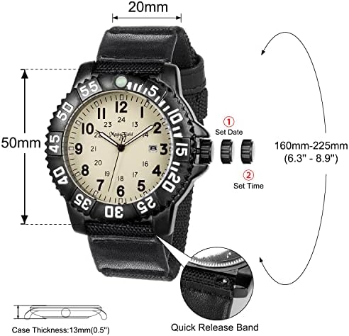 Manchda Field Watch Army Watch for Mens Assista Military Assista Tactical Watch for Men Clip Watch 5Atm Waterspert Watch Band FBRIC RELANÇO RELANÇO NYLON BAND RELISÃO PARA MEN MEN LATZ RELISTA PARA CHAMADORES DE ESPORTE