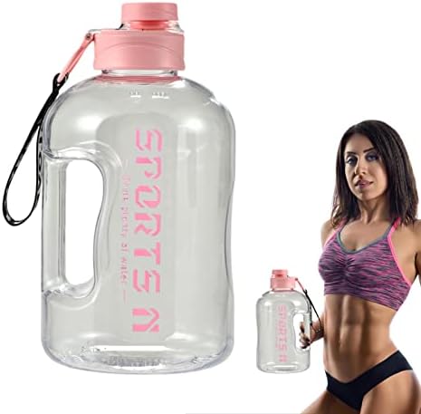Garrafa de água esportiva grande, 1700 ml de fitness à prova de fitness garrafa de água potável com medida em escala à prova