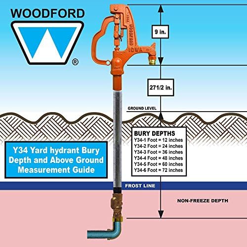 Eagle Mountain Prod Y34-2 Woodford Yard Hydrant Frelezless, 1 , 1/8, 2 'L, 3/4 , 3/8