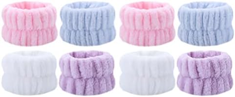 Inoomp 8pcs Bandas de lavagem de pulseira de microfibra para lavar a pele do rosto, WashBand de pulso para mulheres Spa