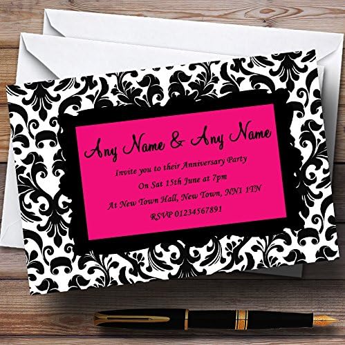 Partido de aniversário de casamento preto e branco rosa convites personalizados convites