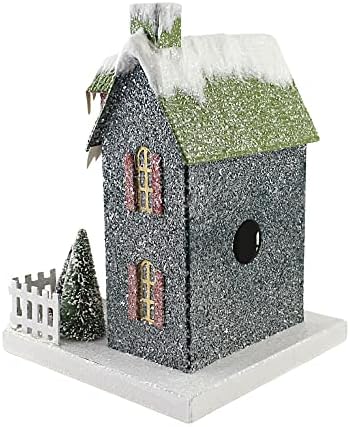 Christmas Jewel Tone House Paperboard Putz Christmas Village - One Putz House 10,50 polegadas - LC0670 GRN PORTA - multicolorida