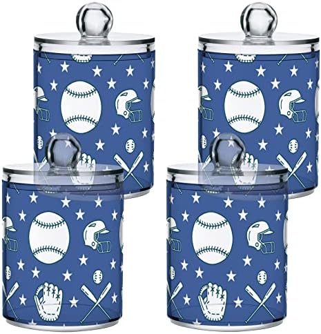 Baseball Softball Sport Cotton Swab Suports Recipientes de banheiro Jarros com tampas Conjunto de algodão Round Bolder Round
