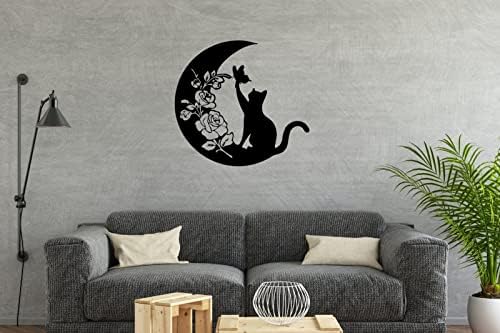 RDCREW METAL METAL CAT DE DECORAÇÃO DO CATO DE 12 Black Cat Silhouette Decor pendurado sinal Signo da fazenda rústica Cat Gato
