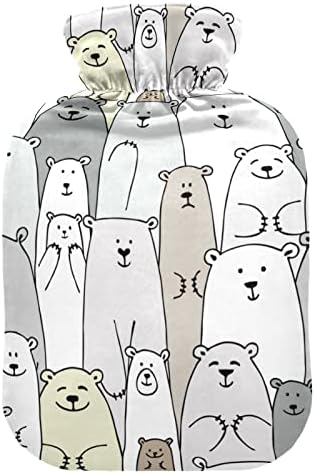 OARENCOL Funny Bear Animais coloridos Botthe de água quente Saco de água morna com cobertura para compressa quente e fria 1 litro