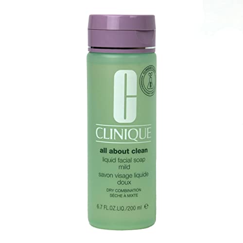 Clinique tudo sobre sabonete facial líquido limpo 6,7 oz para a combinação seca de pele não caixa