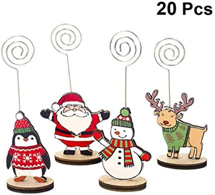 Besportble 20 PCs Christmas Place Card Holder Cartoon Table Holder Colorful Painted Christmas Solter para banquete de casamento
