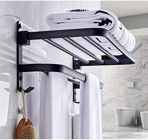-S prateleiras, prateleiras de toalhas, toalhas de toalhas de banheiro rack de alumínio de alumínio preto Banho escovado