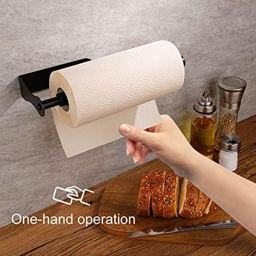 ArtBeauty Paper Toarder sem perfuração, suporte de rolagem de cozinha com efeito de amortecimento, montagem de parede com uma mão, suporte de toalha de papel, auto-adesivo ou perfurado para banheiro da cozinha no banheiro