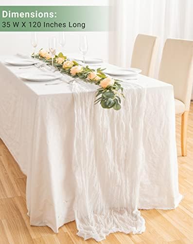 Gaze de mesa de brecha de 10 pacote de brecha [35 x 120 polegadas de mesa] para chuveiro de noiva para bebês [festa de casamento rústica de boho] puro em massa de toalhas de mesa nus extra longa