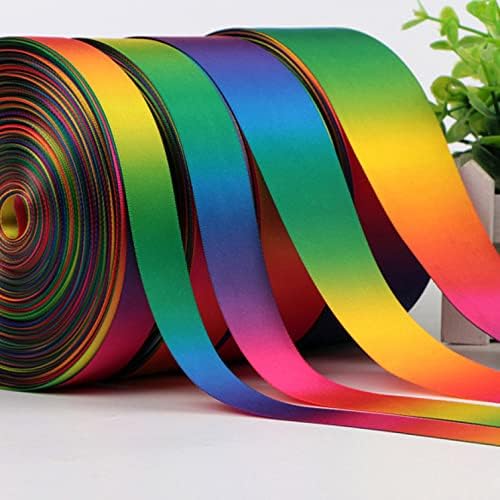 50 metros de fita arco -íris de lados únicos/duplos - fitas de fitas de cetim de tecido impressas para arcos DIY, suprimentos de embrulho de presentes