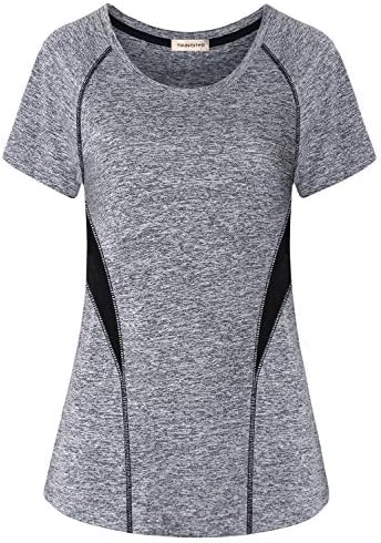 Tops de treino de Yakestyle para mulheres, camisas de ioga suor Wicking Running Activewear t Camisetas