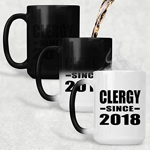 Designsify Clero desde 2018, 15oz de cor de coragem de cor-caneca Magic Cupp Cupp, presentes para aniversário de aniversário de