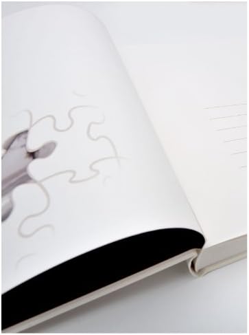 Walther Design GB-173 Livro de convidados de casamento com capa de linho e gravação cega, corte de dora para seu nome pessoal, pingente de quebra-cabeça na fita de cetim, 9 x 9,8 polegadas, 144 páginas brancas,