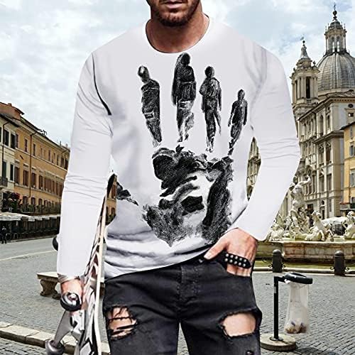 Impressão da rua Top de manga masculina Camiseta de pescoço longa Digital 3D Round Casual Men Dress Shirts for Men Set